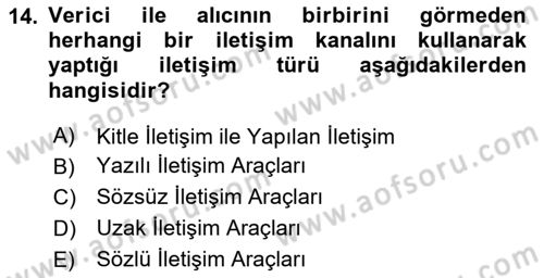 Bireyler Arası İletişim Dersi 2024 - 2025 Yılı Yaz Okulu Sınav Soruları 14. Soru
