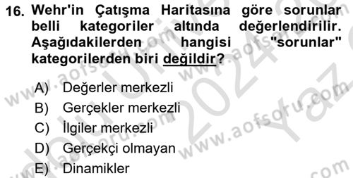Bireyler Arası İletişim Dersi 2024 - 2025 Yılı Yaz Okulu Sınav Soruları 16. Soru