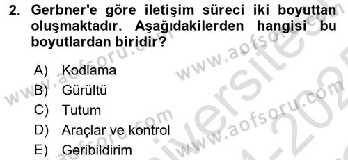 Bireyler Arası İletişim Dersi 2024 - 2025 Yılı Yaz Okulu Sınav Soruları 2. Soru