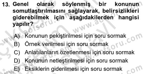 Bireyler Arası İletişim Dersi 2025 - 2026 Yılı (Vize) Ara Sınav Soruları 13. Soru