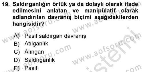 Bireyler Arası İletişim Dersi 2025 - 2026 Yılı (Vize) Ara Sınav Soruları 19. Soru