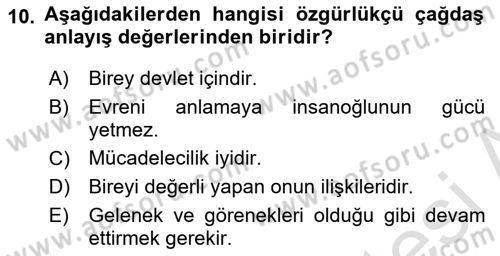 Bireylerarası İletişim Dersi 2018 - 2019 Yılı 3 Ders Sınavı 10. Soru