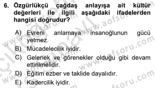 Bireylerarası İletişim Dersi 2018 - 2019 Yılı 3 Ders Sınavı 6. Soru