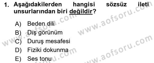 Bireylerarası İletişim Dersi 2019 - 2020 Yılı (Vize) Ara Sınavı 1. Soru