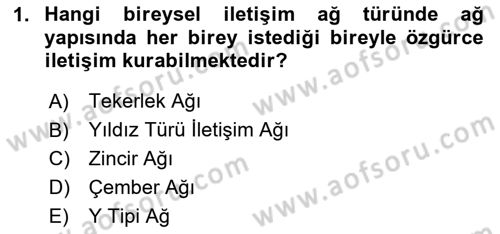 Bireylerarası İletişim Dersi 2020 - 2021 Yılı Yaz Okulu Sınavı 1. Soru