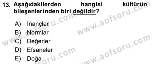 Bireylerarası İletişim Dersi 2020 - 2021 Yılı Yaz Okulu Sınavı 13. Soru