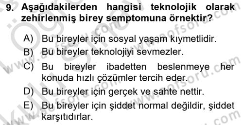 Bireylerarası İletişim Dersi 2020 - 2021 Yılı Yaz Okulu Sınavı 9. Soru