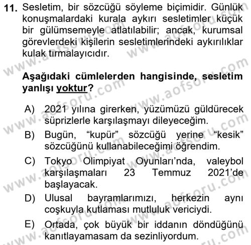 Bireylerarası İletişim Dersi 2021 - 2022 Yılı (Vize) Ara Sınavı 11. Soru