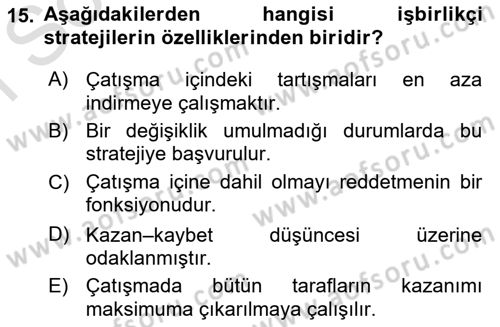 Bireylerarası İletişim Dersi 2021 - 2022 Yılı (Final) Dönem Sonu Sınavı 15. Soru