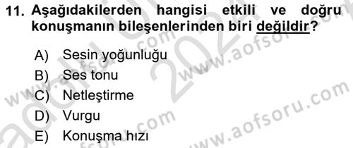 Bireylerarası İletişim Dersi 2024 - 2025 Yılı (Vize) Ara Sınavı 11. Soru