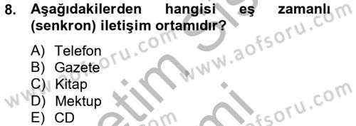 Yeni İletişim Teknolojileri Dersi 2012 - 2013 Yılı (Vize) Ara Sınav Soruları 8. Soru