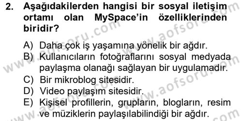 Yeni İletişim Teknolojileri Dersi 2012 - 2013 Yılı (Final) Dönem Sonu Sınav Soruları 2. Soru