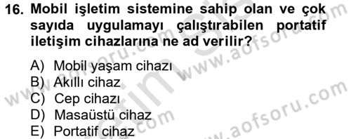 Yeni İletişim Teknolojileri Dersi 2013 - 2014 Yılı Tek Ders Sınav Soruları 16. Soru