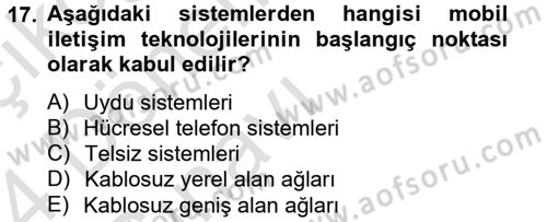 Yeni İletişim Teknolojileri Dersi 2013 - 2014 Yılı Tek Ders Sınav Soruları 17. Soru