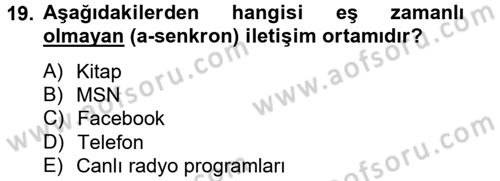 Yeni İletişim Teknolojileri Dersi 2013 - 2014 Yılı Tek Ders Sınav Soruları 19. Soru