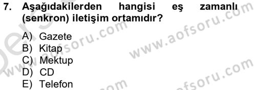 Yeni İletişim Teknolojileri Dersi 2013 - 2014 Yılı Tek Ders Sınav Soruları 7. Soru