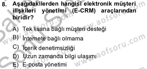 Yeni İletişim Teknolojileri Dersi 2014 - 2015 Yılı (Final) Dönem Sonu Sınav Soruları 8. Soru