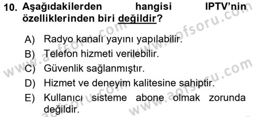 Yeni İletişim Teknolojileri Dersi 2015 - 2016 Yılı (Vize) Ara Sınav Soruları 10. Soru