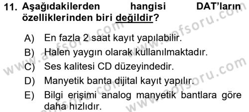 Yeni İletişim Teknolojileri Dersi 2015 - 2016 Yılı (Vize) Ara Sınav Soruları 11. Soru