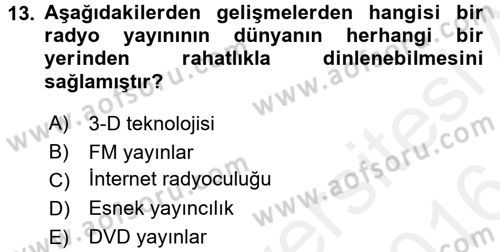 Yeni İletişim Teknolojileri Dersi 2015 - 2016 Yılı (Vize) Ara Sınav Soruları 13. Soru