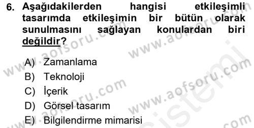 Yeni İletişim Teknolojileri Dersi 2015 - 2016 Yılı (Vize) Ara Sınav Soruları 6. Soru