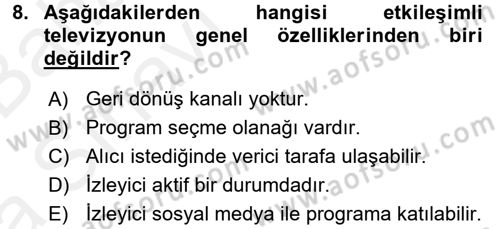 Yeni İletişim Teknolojileri Dersi 2015 - 2016 Yılı (Vize) Ara Sınav Soruları 8. Soru