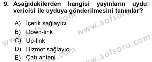 Yeni İletişim Teknolojileri Dersi 2015 - 2016 Yılı (Vize) Ara Sınav Soruları 9. Soru