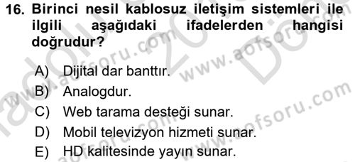 Yeni İletişim Teknolojileri Dersi 2015 - 2016 Yılı (Final) Dönem Sonu Sınav Soruları 16. Soru