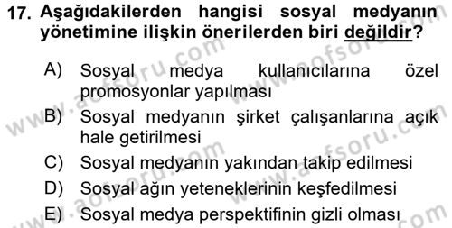 Yeni İletişim Teknolojileri Dersi 2015 - 2016 Yılı (Final) Dönem Sonu Sınav Soruları 17. Soru