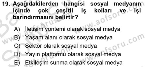 Yeni İletişim Teknolojileri Dersi 2015 - 2016 Yılı (Final) Dönem Sonu Sınavı 19. Soru