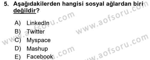 Yeni İletişim Teknolojileri Dersi 2015 - 2016 Yılı (Final) Dönem Sonu Sınav Soruları 5. Soru
