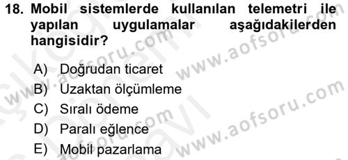 Yeni İletişim Teknolojileri Dersi 2015 - 2016 Yılı Tek Ders Sınavı 18. Soru