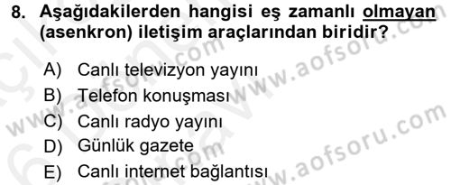Yeni İletişim Teknolojileri Dersi 2015 - 2016 Yılı Tek Ders Sınav Soruları 8. Soru
