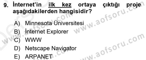 Yeni İletişim Teknolojileri Dersi 2015 - 2016 Yılı Tek Ders Sınav Soruları 9. Soru
