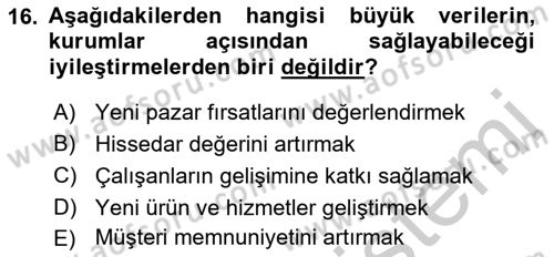 Yeni İletişim Teknolojileri Dersi 2016 - 2017 Yılı 3 Ders Sınav Soruları 16. Soru