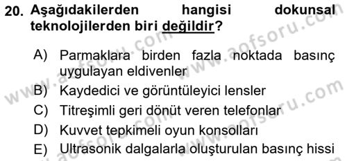 Yeni İletişim Teknolojileri Dersi 2016 - 2017 Yılı 3 Ders Sınav Soruları 20. Soru