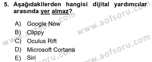 Yeni İletişim Teknolojileri Dersi 2016 - 2017 Yılı 3 Ders Sınav Soruları 5. Soru