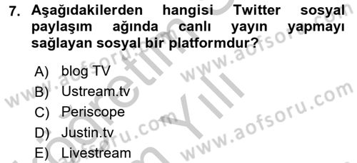 Yeni İletişim Teknolojileri Dersi 2016 - 2017 Yılı 3 Ders Sınav Soruları 7. Soru