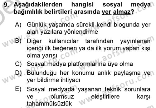 Yeni İletişim Teknolojileri Dersi 2016 - 2017 Yılı 3 Ders Sınav Soruları 9. Soru
