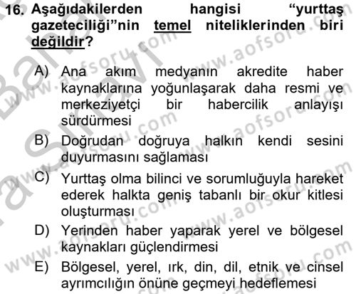 Yeni İletişim Teknolojileri Dersi 2016 - 2017 Yılı (Vize) Ara Sınav Soruları 16. Soru