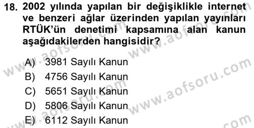 Yeni İletişim Teknolojileri Dersi 2016 - 2017 Yılı (Vize) Ara Sınav Soruları 18. Soru