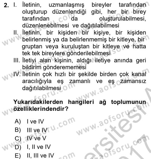 Yeni İletişim Teknolojileri Dersi 2016 - 2017 Yılı (Vize) Ara Sınav Soruları 2. Soru