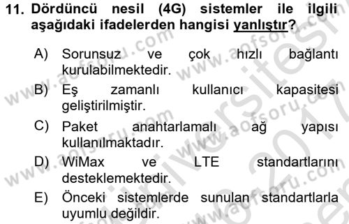 Yeni İletişim Teknolojileri Dersi 2016 - 2017 Yılı (Final) Dönem Sonu Sınav Soruları 11. Soru