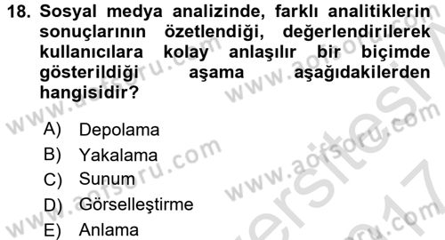 Yeni İletişim Teknolojileri Dersi 2016 - 2017 Yılı (Final) Dönem Sonu Sınav Soruları 18. Soru