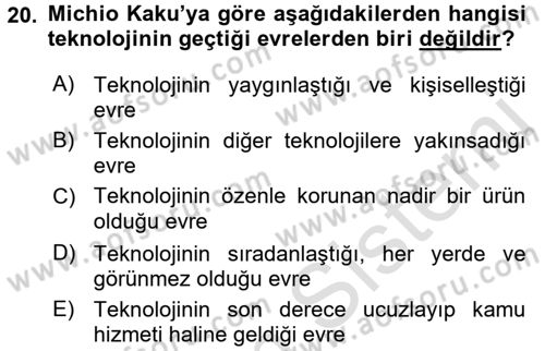 Yeni İletişim Teknolojileri Dersi 2016 - 2017 Yılı (Final) Dönem Sonu Sınav Soruları 20. Soru