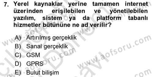 Yeni İletişim Teknolojileri Dersi 2016 - 2017 Yılı (Final) Dönem Sonu Sınav Soruları 7. Soru