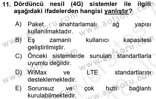 Yeni İletişim Teknolojileri Dersi 2017 - 2018 Yılı 3 Ders Sınav Soruları 11. Soru