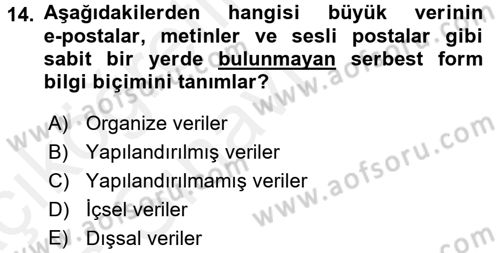 Yeni İletişim Teknolojileri Dersi 2017 - 2018 Yılı 3 Ders Sınav Soruları 14. Soru