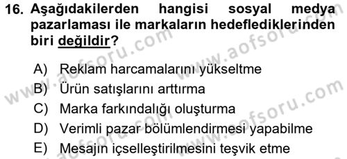 Yeni İletişim Teknolojileri Dersi 2017 - 2018 Yılı 3 Ders Sınav Soruları 16. Soru