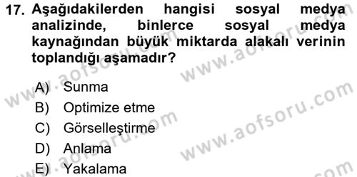 Yeni İletişim Teknolojileri Dersi 2017 - 2018 Yılı 3 Ders Sınav Soruları 17. Soru